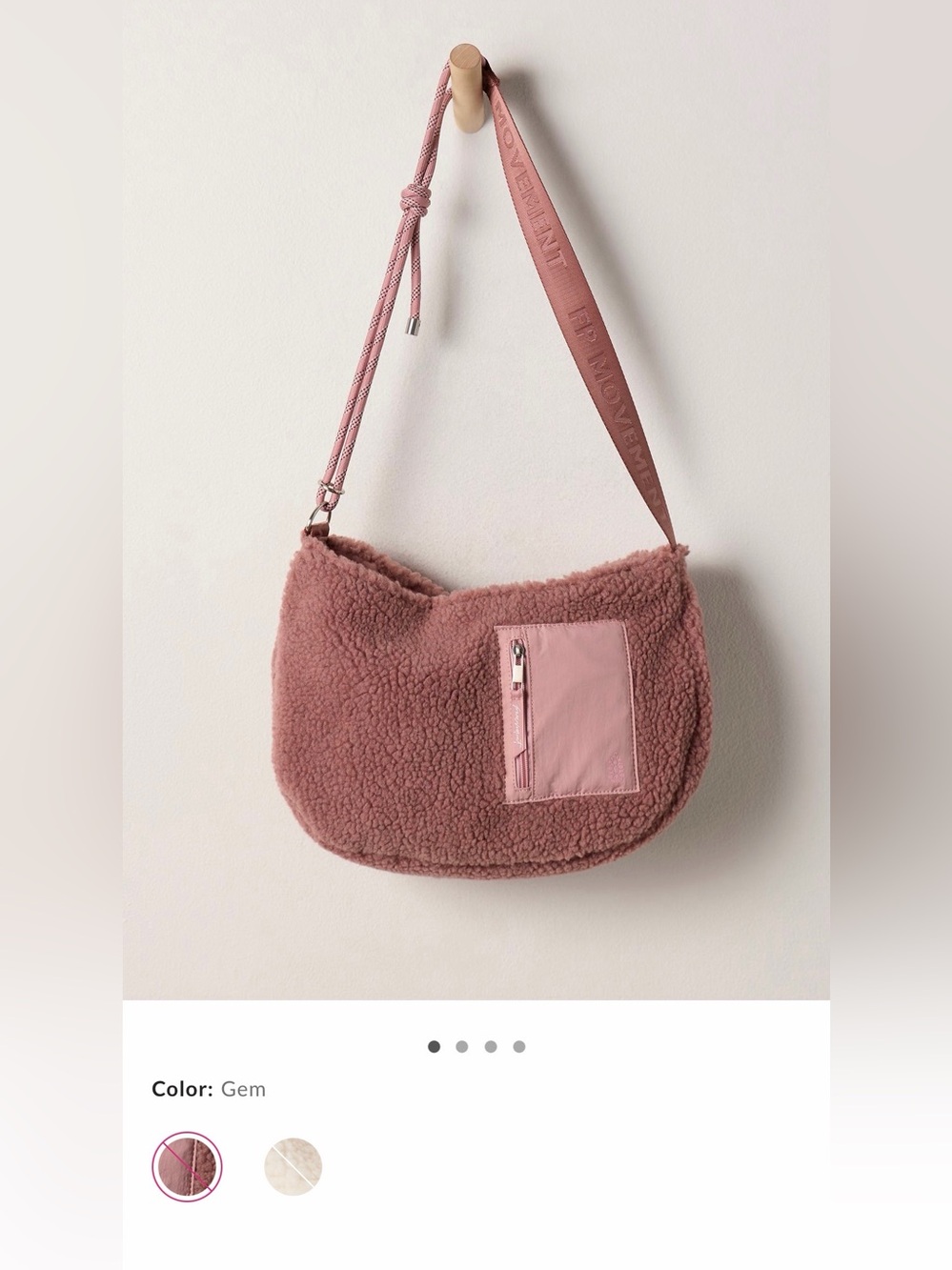 NWT new free people slopes Sherpa sling bag Gem Pink purple mauve